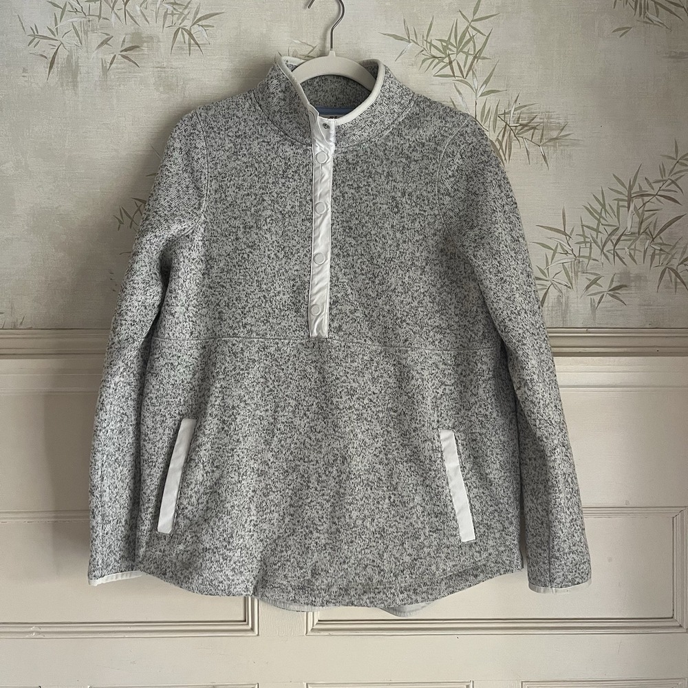 Vineyard Vines Pullover Fleece Gray Quarter Snap Button Up Women's Medium
